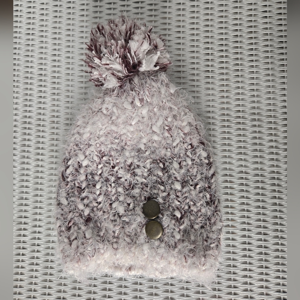 Simply Noelle Pink and White Pom-Pom Hat
